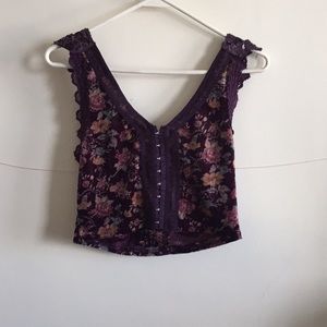 Velvet printed sequin vest